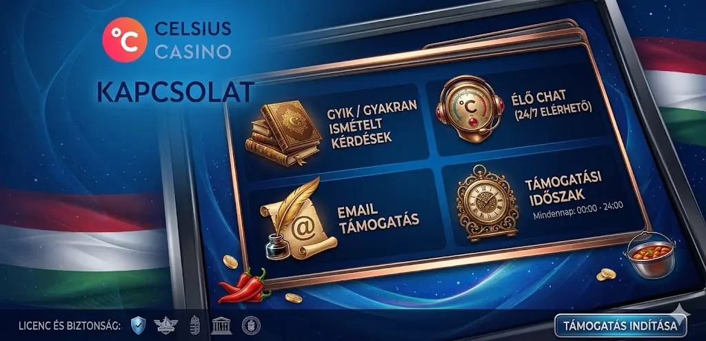 Celsius casino támogatás magyar nyelvű kapcsolati panel
