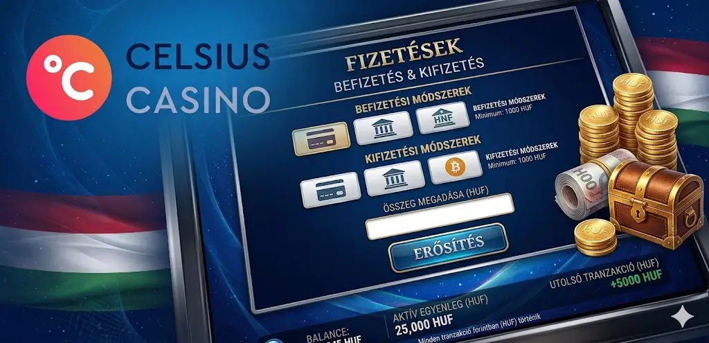 Celsius casino fizetési módok krypto és HUF