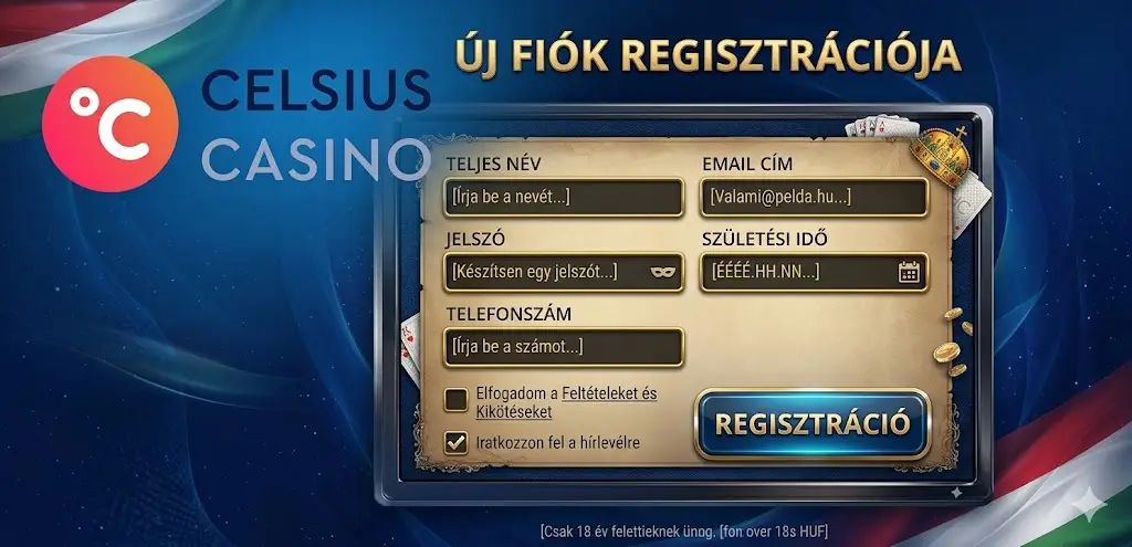 Celsius casino regisztráció lépései magyar nyelven